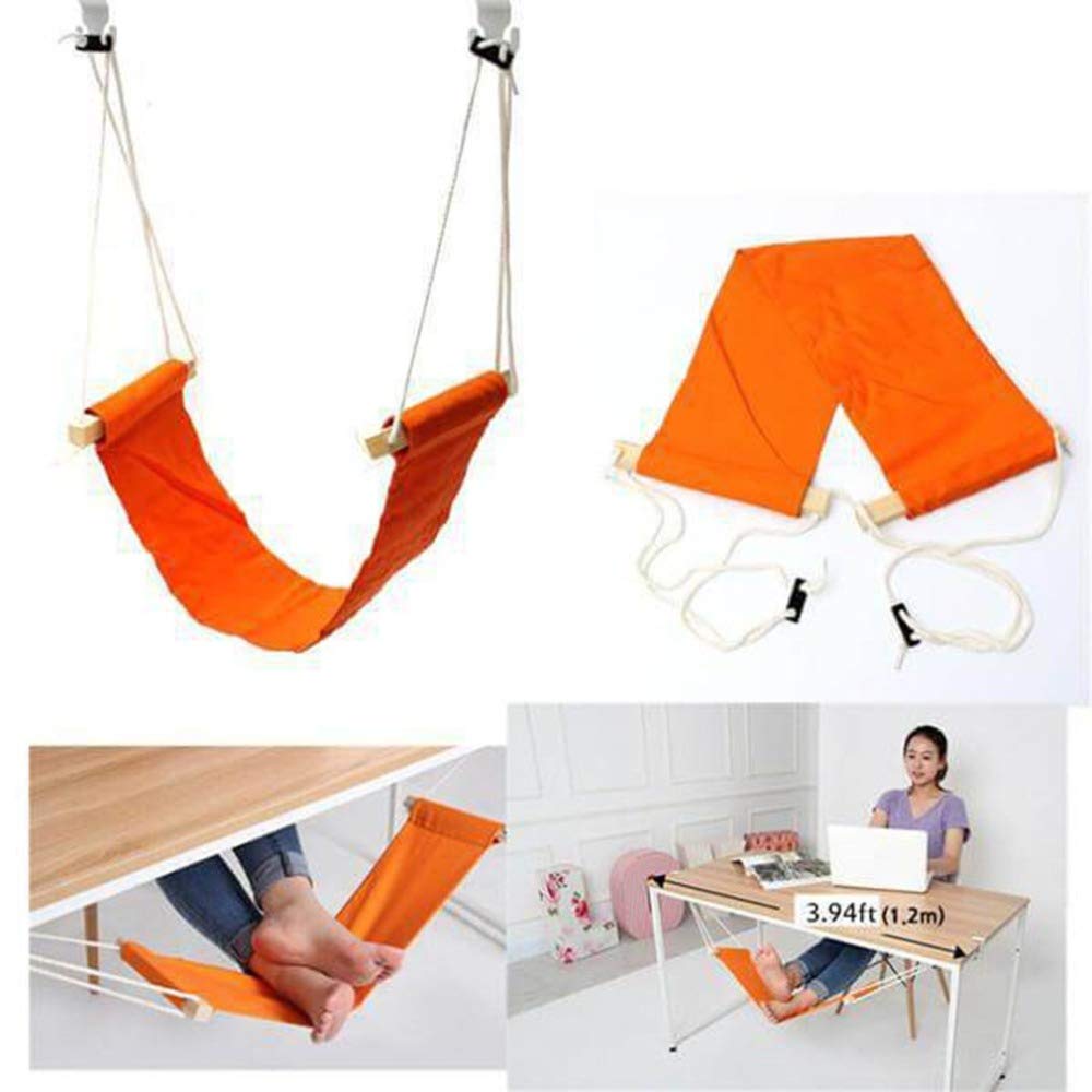 Hamac De Pieds Amazy - Repose-pieds Bureau Orange, Tissu Détente Pour Jambes