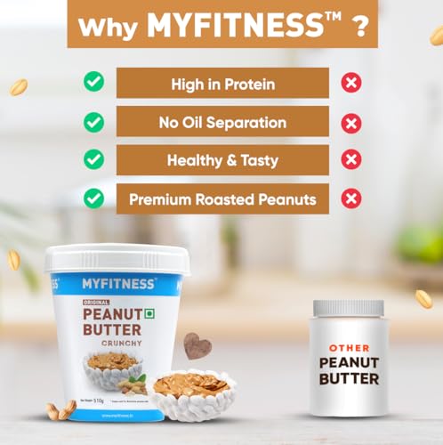 Image of MYFITNESS Original Classic Peanut Butter Crunchy 510g | 25g Protein to Boost Energy | Tasty & Healthy Nut Butter Spread | Vegan | Cholesterol Free, Gluten Free | Zero Trans Fat | Peanut Butter Crunchy