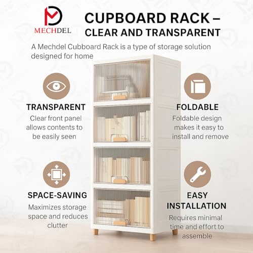 Image of mechdel Cupboard Rack for Clothes Plastic Cabinet for Storages Foldable Wardrobe for Clothes Plastic Cloth Rack for Storages Clothe Storage (Cupboard Rack-1 Door - Transparent, 5+5 (Set))