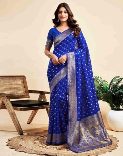 Image of C J Enterprise Women's Banarasi Saree Pure Kanjivaram Style Silk Saree With Blouse Piece for Wedding (Pari-160)