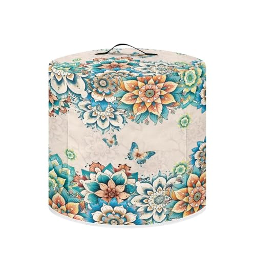NETILGEN 6 Quart Pressure Cooker Cover Air Fryer Accessories, Stain Resistant Washable Electric Appliance Cover with Pockets for Home Kitchen Decor, Boho Flower Butterfly