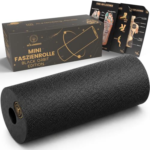 M.S.Lemberg Mini Faszienrolle klein - Kompakte Massagerolle für Selbstmassage - Ideal für Fuß Nacken Fersensporn Schulter Arm Wade Fußrolle - Massage Faszien Rolle - Black Orbit Edition