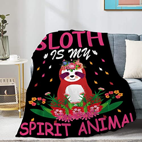 Homiehug Sloth is My Spirit Animal Soft Blanket Flannel Cozy Fuzzy Cute Animal Throws for Nap Bed Couch Home Decor Tapestries Child Plush Gifts All-Seasons 90
