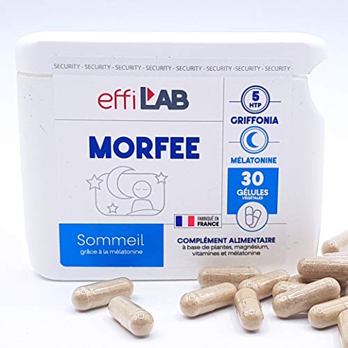 EffiLAB | Complément alimentaire à base de mélatonine, mélisse et d'escholtzia | Melatonine pour dormir mieux | Sommeil reparateur | 30 gélules végétales | MORFEE Cover