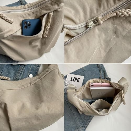 Hip Hugger Crossbody Bag, Crescent Crossbody Shoulder Bag For Women, Fashion Plain Color Nylon Crossbody Bag4