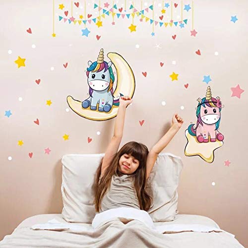 Stickers Muraux Licorne Arc-en-Ciel Pour Chambre Fille - Décoration Enfant