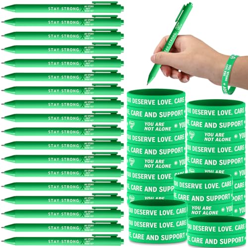 Stylos santé mentale lot 150 avec ruban vert silicone pour briser le tabou en entreprise