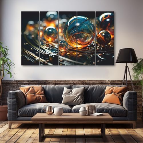 Image of The Castle Decor Beautiful ball drops painting with frame 5 Big Size (27x48) Multiple Frames Wall Art Painting for living room,Bedroom,Drawing room,Hotels-Wooden Framed-Digital Painting