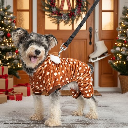 Disfraz pijama cálido de reno para perros pequeños miniatura 7
