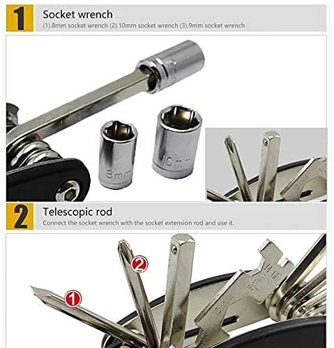 SHISHI Herramienta de reparación de Bicicletas 16 en 1 Juego de Herramientas de Bicicleta Llave Destornillador Cadena de Acero al Carbono Bicicleta Multi-Herramienta