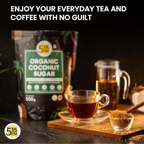Image of 5:15PM Organic Coconut Sugar 500Gm| Unrefined Sugar| Natural Sweetener |Gluten Free| 100% Pure & Healthy Sugar Alternative 500G (Pack of 2)