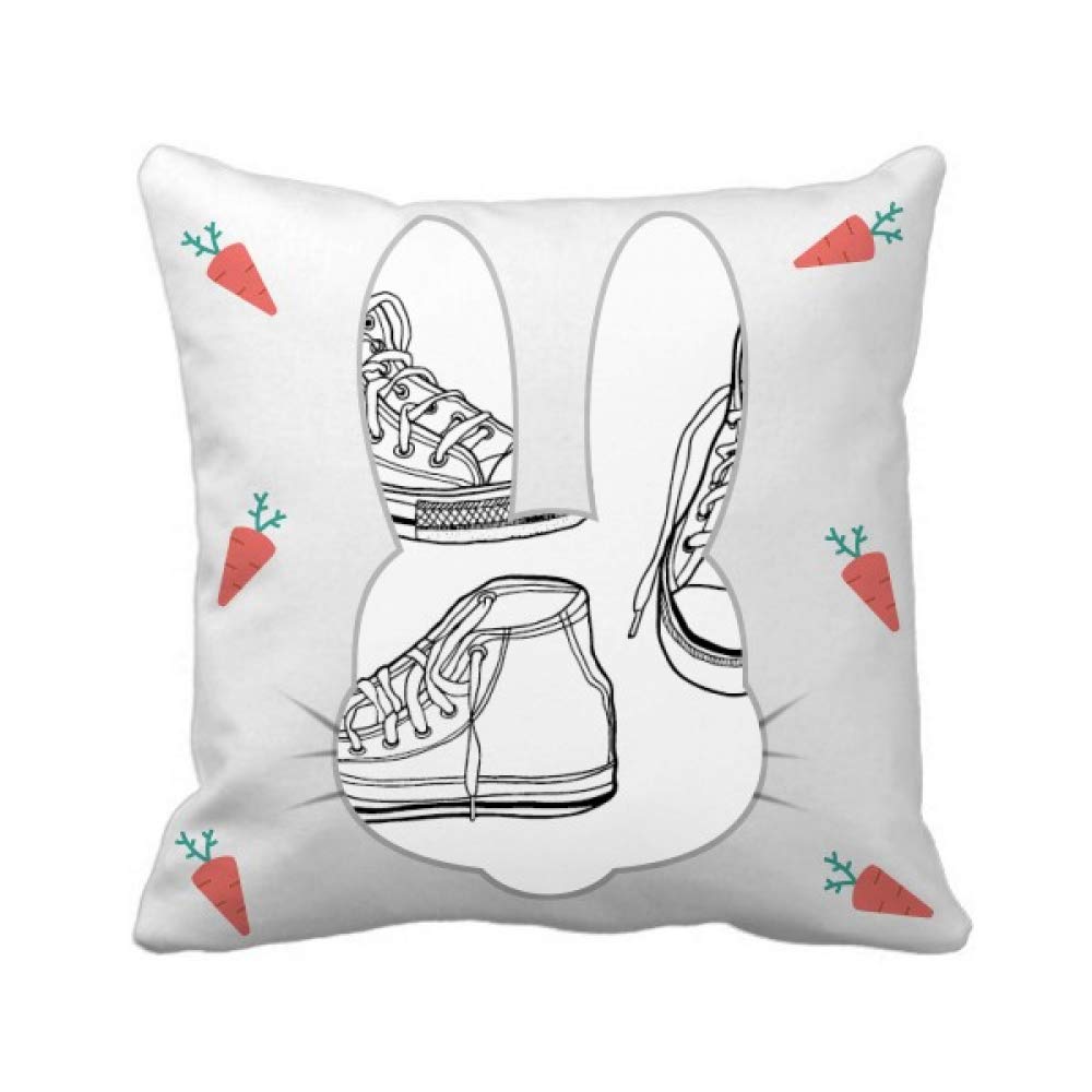 Couverture Coussin Carré Lapin Peinte à la Main Toile Blanche Beauté