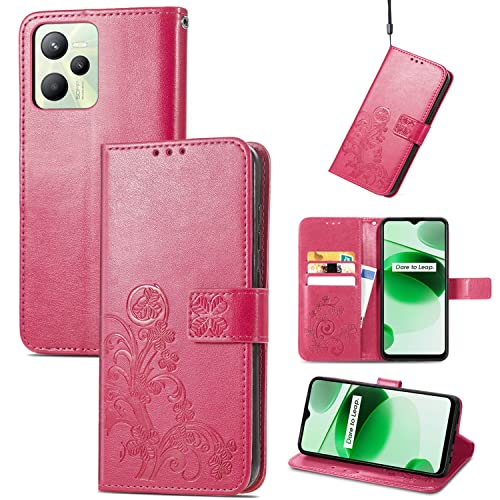 Étui Realme C35 protégeant contre les chutes avec compartiment carte König Design magenta