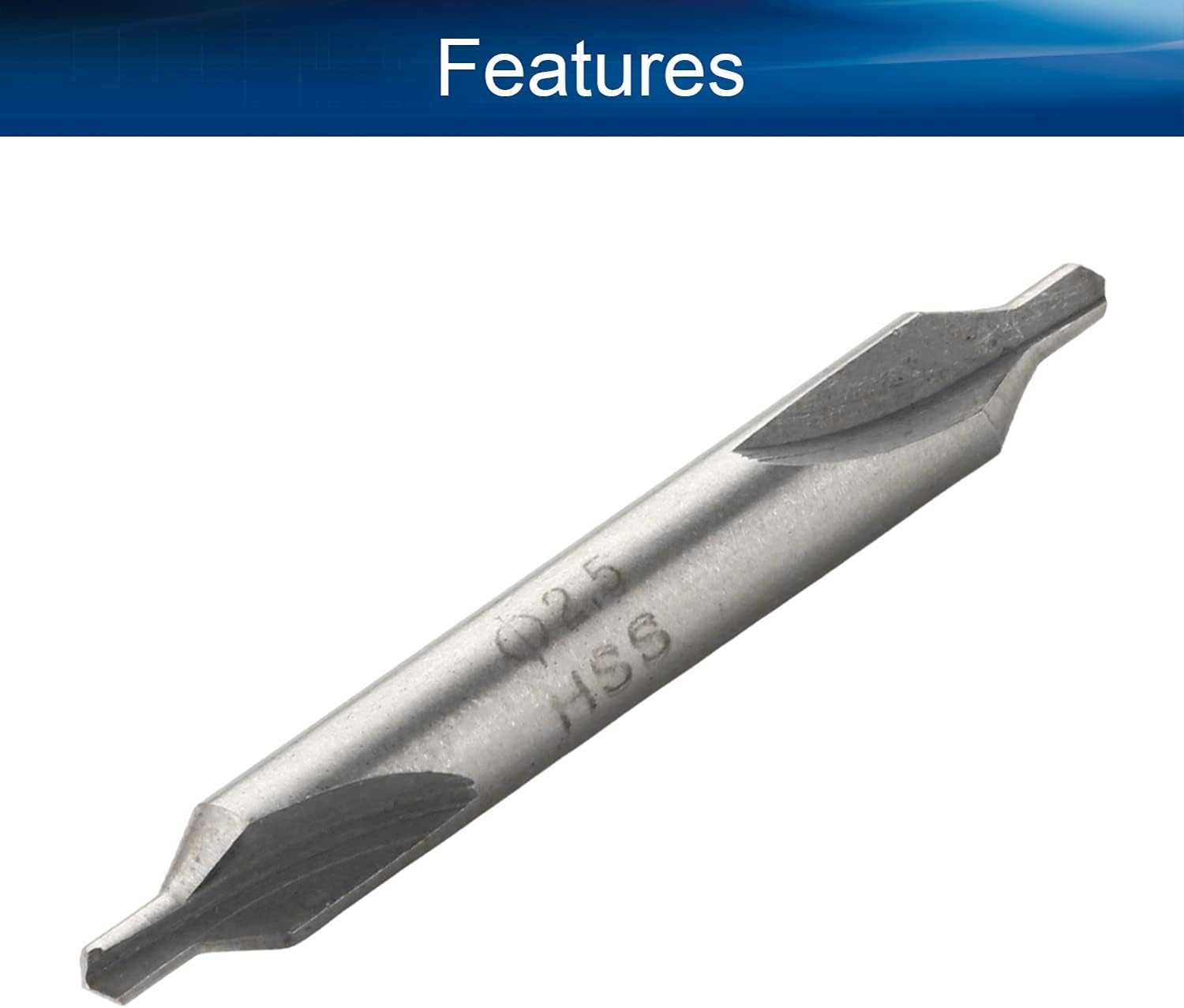Auniwaig 5pcs Center Drill HSS-6542 Countersink Lathe Bit Mill Tool, 2.5mm x 6mm Combined Drills Plain Type A, Combined Countersinks Drills Set Tool Silver