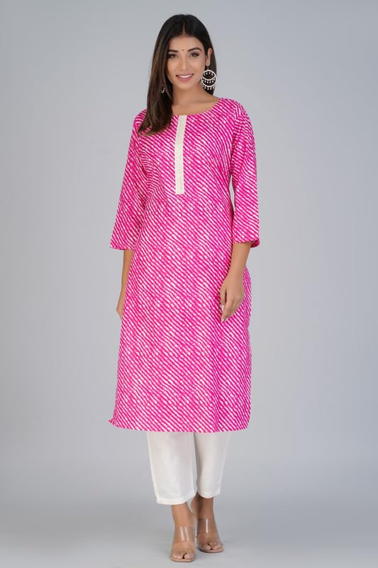 Image of Lehriya Lining Print Cotton Kurta | Elegant and Trendy Women's Ethnic Wear Kurti Kurti for Women