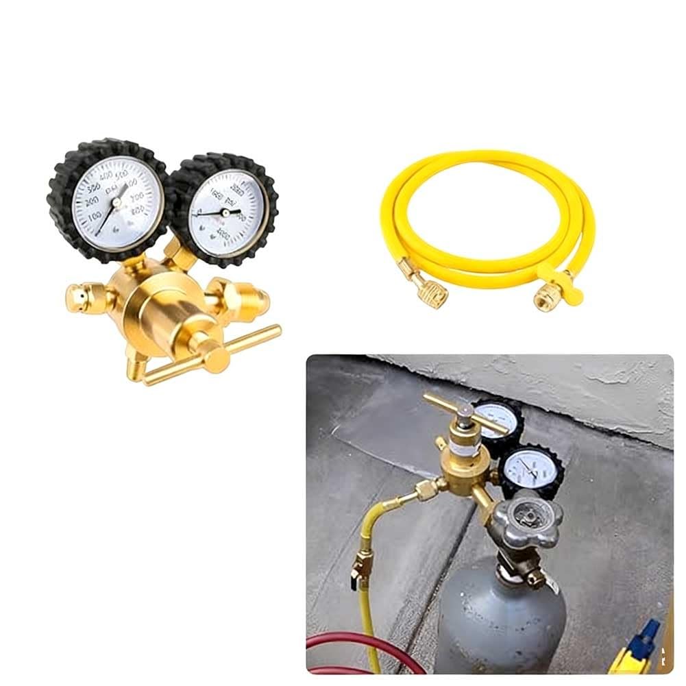 Siasky Narzędzie do testowania ciśnienia azotu HVAC, 1/10.2 cm, 0-800 PSI z wężem 78,7 cala i wlotem CGA580, mosiężny zestaw do testowania klimatyzacji do wykrywania wycieków
