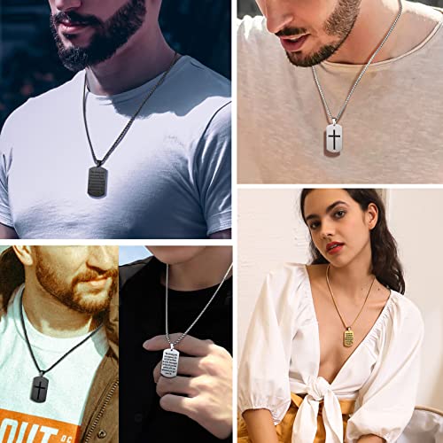 PROSTEEL Cross Necklace for Men Women, 316L Stainless Steel Dog Tag Cross/Dog Tags Military, Jesus Crucifix, Snake Cross, Black/Gold/Silver/Rose Gold/Blue Tone Cross Pendant, Come with Box2