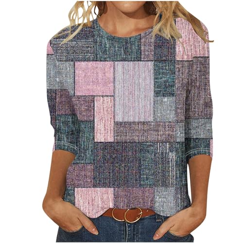 Damen 3/4 Arm Shirt Oversized - Lässiges Basic Top Für Sommer & Herbst