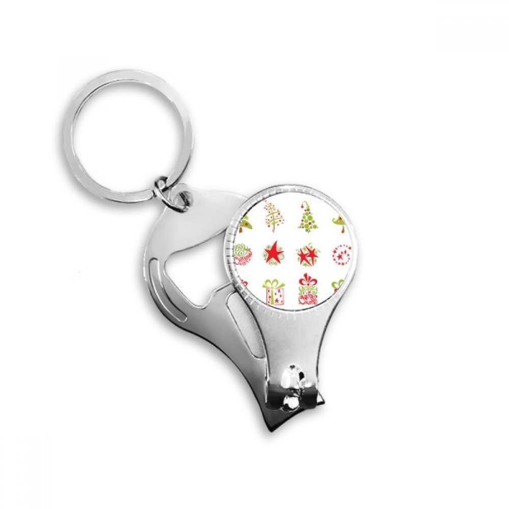 Porte-clés rouge multifonction avec coupe-ongles et décapsuleur d'arbre de Noël