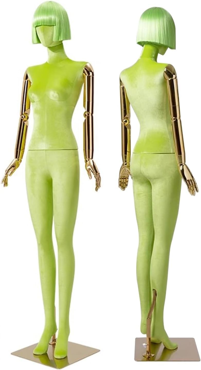 CONGRUI Full Body Retail Mannequins, 72.83in High Velvet Torso Suitable For Clothing Store Windows Sports Stores(Green)