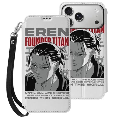 iPhone17ProMax用ケース 進撃の巨人 エレン・イェーガー 手帳型 キックスタンド機能 財布型ケース おしゃれ アイフォン17ProMax用カバー カード収納