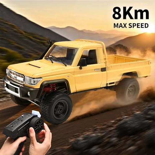 Image of RZAPE RC Rock Crawler 1 /12 RC Crawler Toyota LC79 Off Road RC Truck 4x4 with 2.4GHz Remote Control 280 Brushed Motor All Terrain Rremote Control Truck RTR Proportional Throttle Steering MN-82(Yellow)