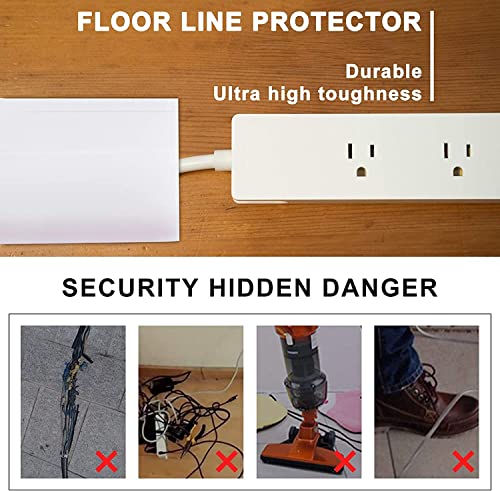 Image of 6.5Ft Floor Cord Cover Transparent Silicone Cable Protector Easy to Install Wire Organizer and Hider for Home, Office, Garage (Transparent-2m)