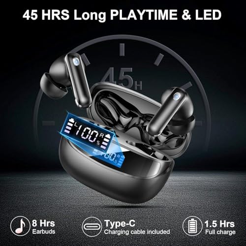 Wireless Earbuds 2026, Ear Buds Bluetooth 5.4 Headphones with HiFi Stereo/ENC Noise Cancelling, Wireless Earphones 40H Playtime Bluetooth Earphones, in Ear Headphones IP7 Waterproof/USB-C Fast Charge - image 6