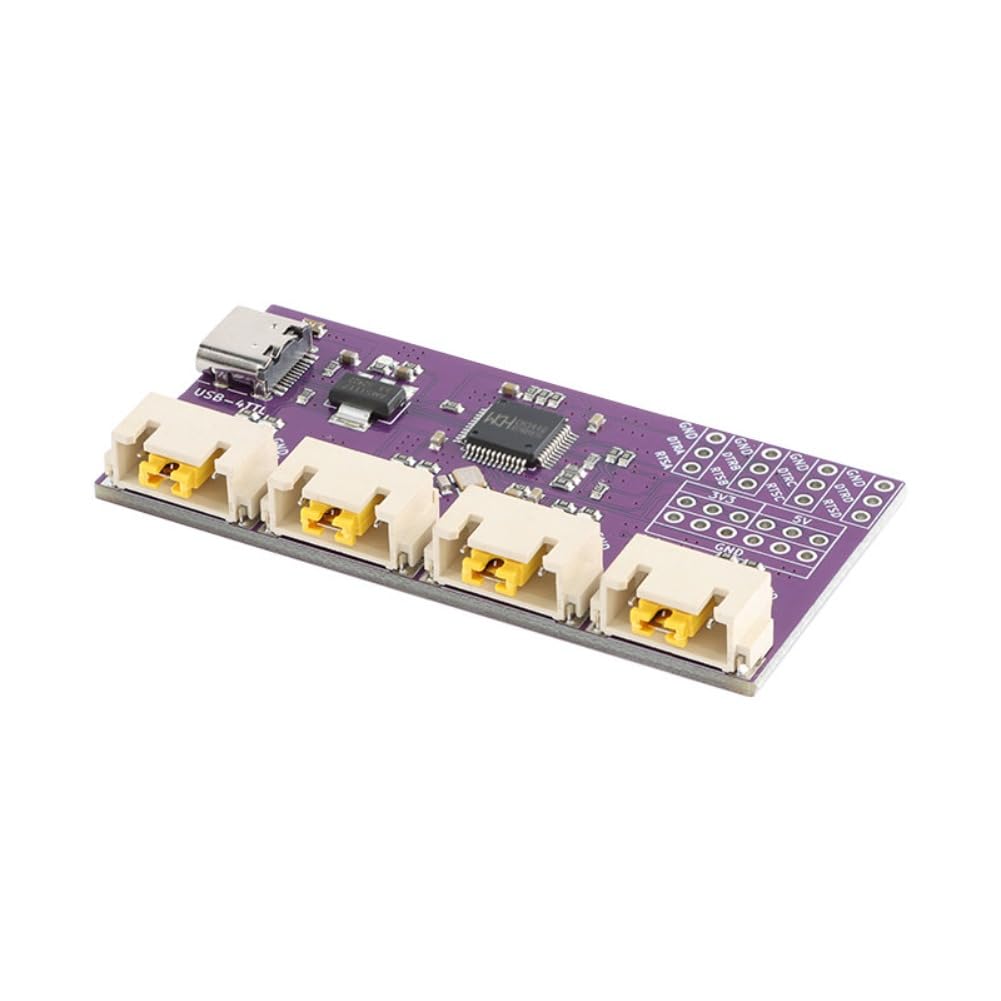 USB to 4-Port TTL Serial Converter, USB Type-C Interface, 6Mbps High-Speed CH344 Chip, Multi-Channel UART Communication Module for Microcontrollers and Industrial Devices