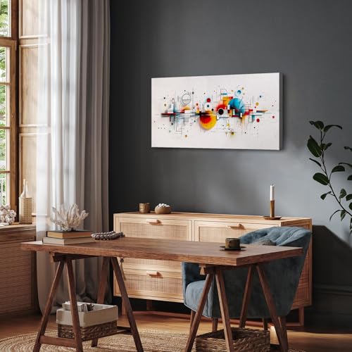 SERIMINO Colorful Abstract Large Wall Art, Geometric Dot Line Minimalist Canvas Prints Paintings, Modern Aesthetic Pictures Wall Decor Living Room Bedroom Game Room, Office Decor Artwork 20"X40"