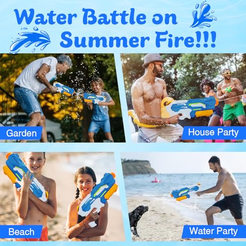 Wasserpistole Kinder – 1200ML Wasserspritzpistole mit 8–10m Reichweite, Outdoor Spielzeug für Sommer, Strand, Pool & Garten – Wasserblaster große reichweite für Jungen & Mädchen (Blau)