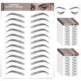 20 Sheets 240 Pairs Eyebrow Tattoo Sticker Waterproof 4D Hair-Like Natural Fake Tattoo Eyebrows Transfers Stickers Peel Off Brows Grooming Shaping Sticker in Natural Vegas Style,Dark Brown