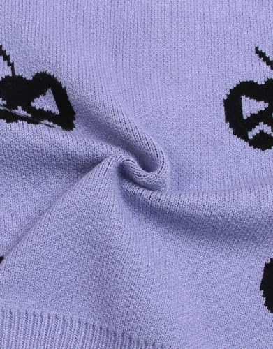Women's Pullover Sweaters Long Sleeve Crew Neck Cute Multi-Hearts Knitted Casual Sweater