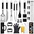 grilljoy 30PCS BBQ Grill Tools Set with Thermometer and Meat Injector. Extra Thick Stainless Steel Spatula, Fork& Tongs - Complete Grilling Accessories in Portable Bag - Perfect Grill Set Gift.