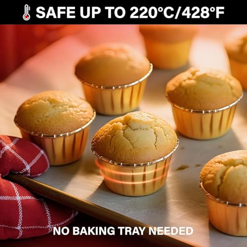 Image of Jubilant 50 Pcs Cupcake Liners, Disposable Ramekin Muffin Baking Cups, Aluminum Cupcake Cups, Little Foil Baking Cups