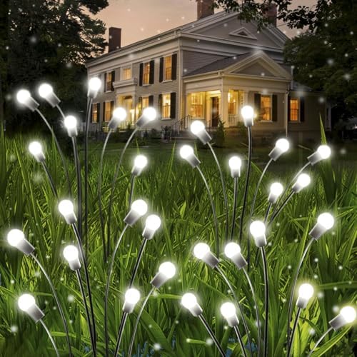OZS 8 Pack Total 64 LED Solar Garden Lights Fairy Outdoor - Solar Firefly Lights Outdoor, Sway by Wind, Waterproof for Garden Patio Pathway Fairy