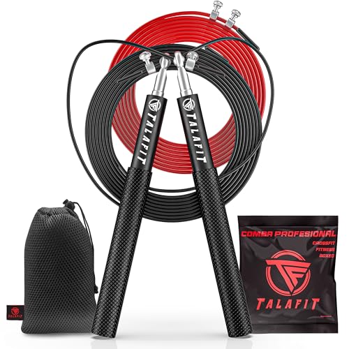 Comba Crossfit Profesional Talafit | Cuerda Saltar Fitness Ajustable | Comba de saltar | Comba Boxeo | Cuerda para saltar con rodamientos de alta velocidad de giro | Funda de transporte incluida