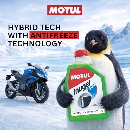 Image of Motul Inugel Expert Hybrid Tech Antifreeze Coolant for Bikes - Ready-to-Use Radiator Fluid, Prevents Overheating & Corrosion, Long-Lasting Engine Protection, 1L