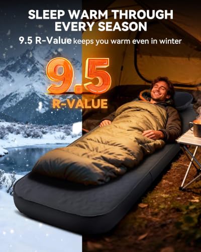 Image of Hikenture 4 inch Thick Self Inflating Sleeping Pad, Foam & Air Camping Mattress
