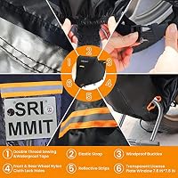 Motorradgarage Winterfest Wasserdichter,420D Oxford-Stoff mit Kennzeichenfenster,4 Reflektorstreifen,Motorrad Abdeckplane Indoor(XXL 225x95x125 cm) (Packung mit 2) – Ansicht 4