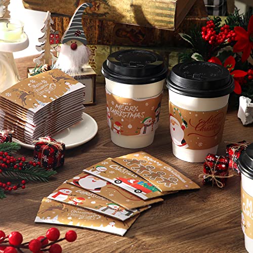 125 Pack Christmas Coffee Cup Sleeves Disposable Christmas Sleeves Paper Coffee Sleeves Holiday Tea Cup Sleeves Hot Chocolate Cocoa Cup Sleeves Jackets Holder For 12Oz 16Oz Coffee Cups (Snowman) #TOP4