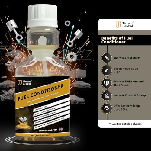 Image of Tirrent Fuel Conditioner | Fuel Additive for Bikes, Scooters and Cars | Fuel Injector Cleaner | Mileage Booster Compatible for Petrol, Diesel and Bio Fuels (40 ml)