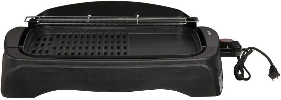 Tayama Non-Stick Electric Grill Ribbed and Solid Surface, black, large (TG-863XLR)