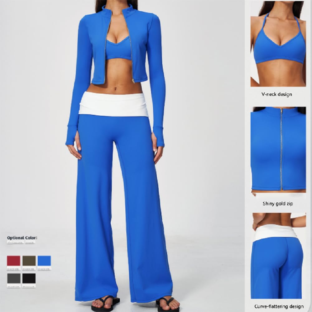 Giacca corta con zip collo alto, reggiseno sport e pantaloni