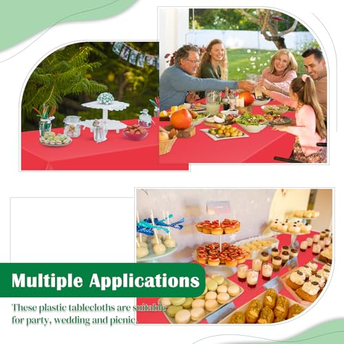 Image of Red 14 Pack 54 x 108 Inch Plastic Tablecloths, Disposable Rectangle Tablecloth, Party Table Cover Plastic Table Cloth