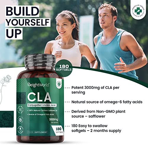 CLA-Supplement-3750mg-80-Active-Isomers-for-3000mg-Active-CLA-Conjugated-Linoleic-Acid-2-Month-Supply180-Pure-Safflower-Oil-Softgels-Workout-Weight-Management-Supplement-for-Men-Women