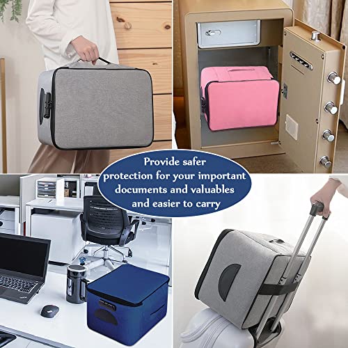 Image of Large File Organizer Bag with Lock(15 inchx11 inchx7.8 inch),Document Holder Bag with Removable Layers for Laptop,Files,Certificates,Cards,Money,Valuables,Oxford Storage Box for Travel Office Home (Royal Blue)