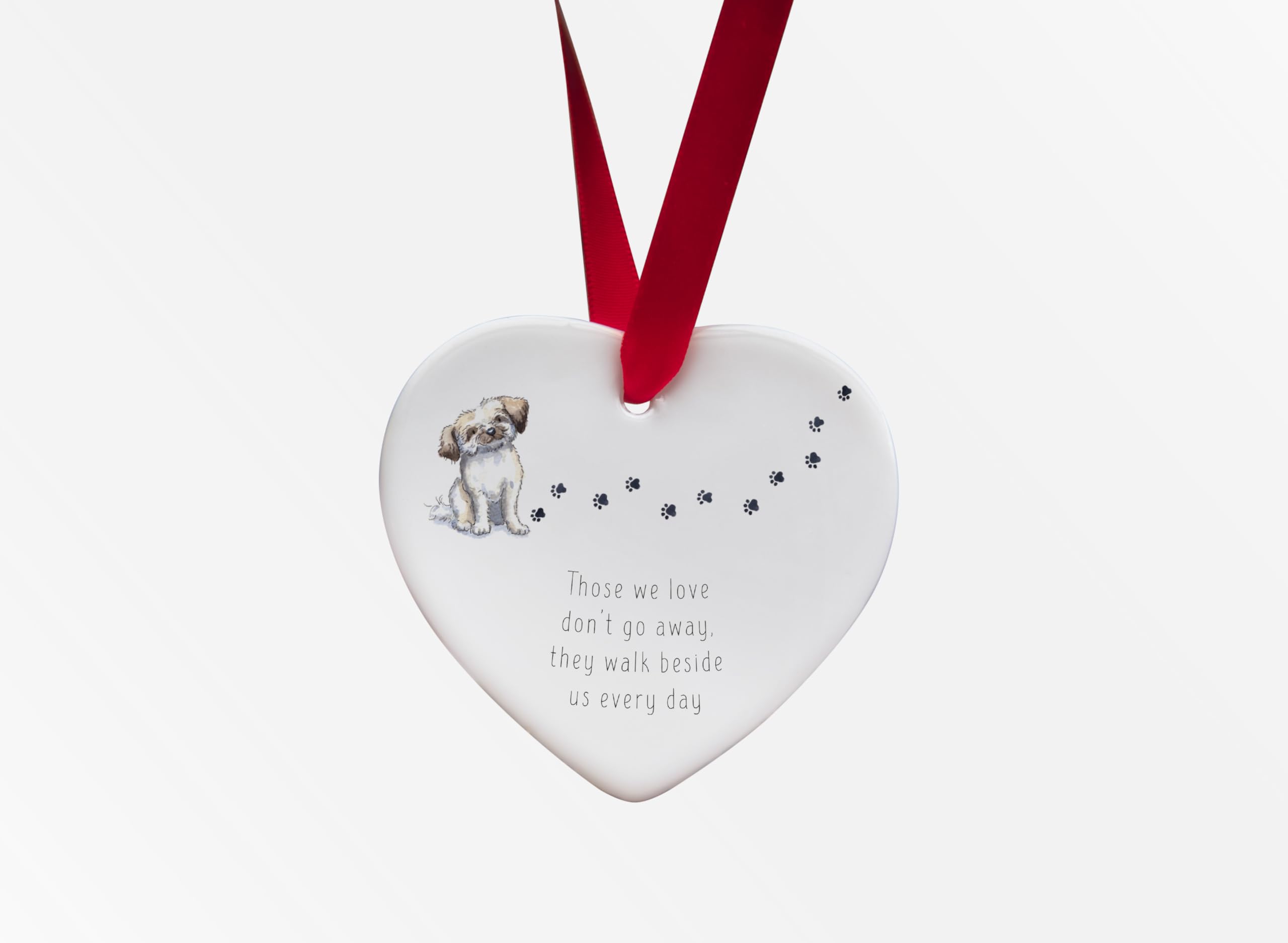 Image Industry Lhasa Apso Walk Beside Us Ceramic Heart - Dog Memorial - Memorial Gift - Hanging Decoration
