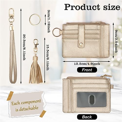 Image of KNGITRYI Small Wristlet Wallets for Women RFID Credit Card Holder Wallet Keychain Wristlet Wallet Credit Card Wallets for Women (Gold)