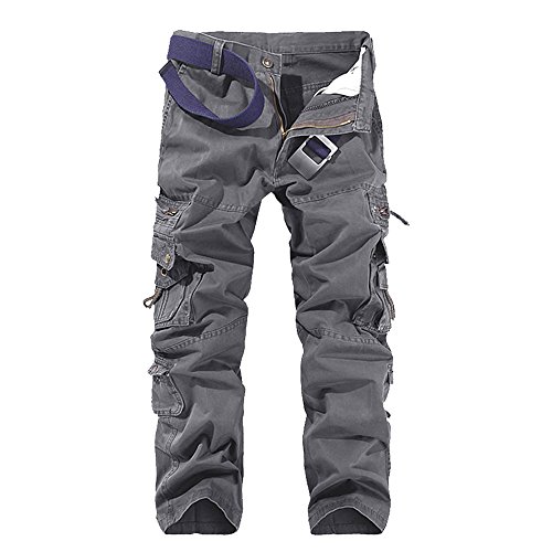 OEAK Pantalon de Travail Homme Cargo Chino Vintage Pantalon Randonnée Militaire Casual Durables avec Multi Poches en Coton/Short Bermuda Homme